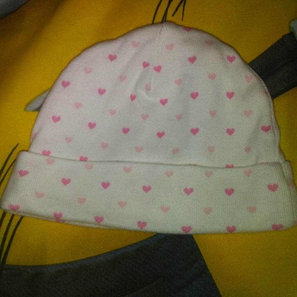 Adorable pink with hearts new baby beanie